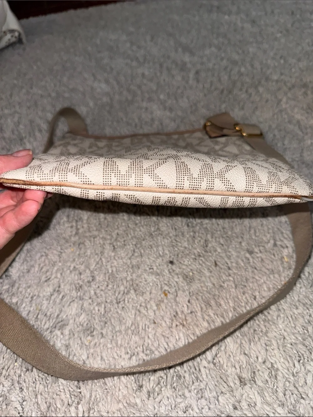 Michael Kors Beige/Tan Signature MK Crossbody Bag